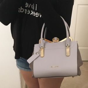 Lavender Cromia Leather Suede Satchel Crossbody